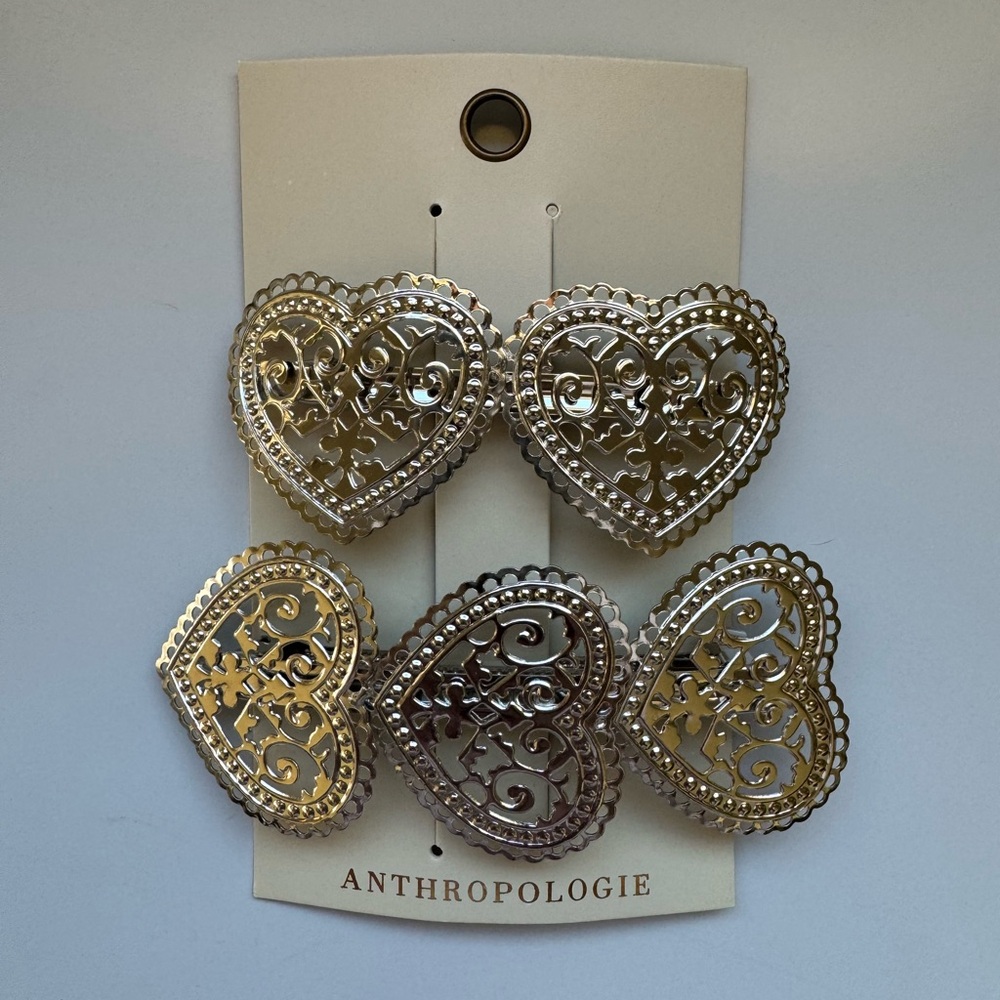 Anthropologie Western Metal Barrettes, set of 2 in silver